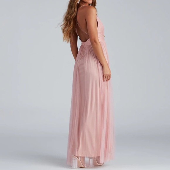 Floor-Length Pink Formal Dress - Picture 2 of 4